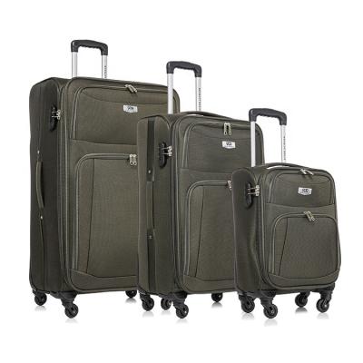 China Cheap Soft Polyester Fabric 3 Side Luggage Set In 20