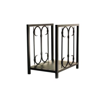 China 36cmWx37cmHx25cmD Fireplace Iron Log Rack Rack Lumber Wood Storage Stacking Log Bin Black 8368 for sale