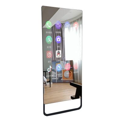 China Smart Split Screen Gym 40 Inch Indoor Floor Standing/Smart Android Workout Mirror Wall Fitness Ads Glass Display for sale