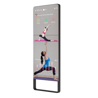 China Smart split screen gym/home fitness indoor smart workout 65 inch wall makeup dance room electronic mirror display for sale