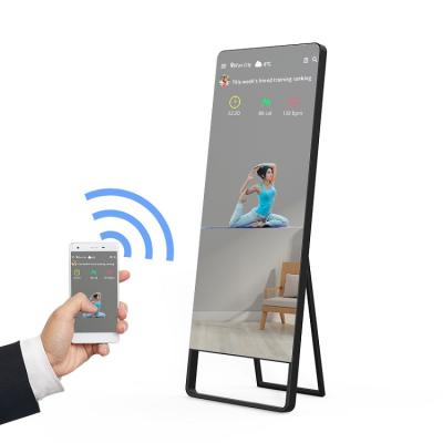 China Smart Split Screen Cheap Price 43 Inch Indoor Floor Standing/Magic Mirror Display Fitness Trainer Wall LCD Digital Signage for sale