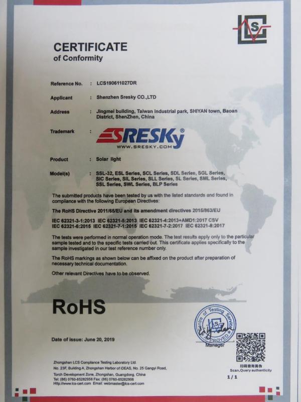 RoHS - Shenzhen Sresky Co., Ltd.