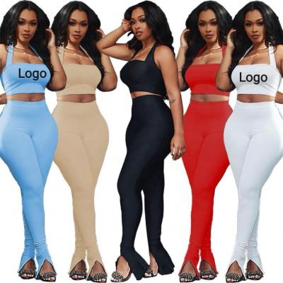 China 2021 New QUICK DRY short two piece crop top summer long pant cycling shorts set jogger tracksuits for women set for sale