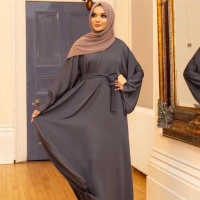 China Delicate Abaya Trim Long Abaya Abaya Women Soild Color Muslim Ethnic Clothing Clothing Abaya Adults Dress Dubai Katfan for sale