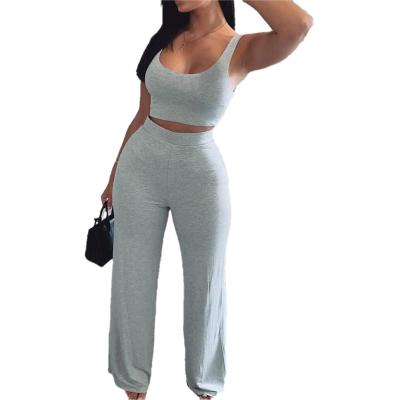 China Pantsuit Breathable Vest High Waist Women Wide Leg Pants Women Wear Suits Casual 2 Piece Set for sale