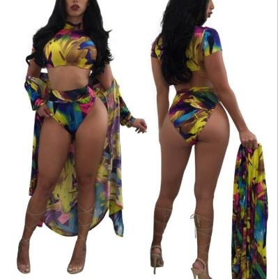 China Wholesale Anti-UV Three Piece Printing Anti-UV Plus Size Swimwear Fronts Swimsuit For Women Beach Wear Imported Brazilian Bikini Swimwear for sale