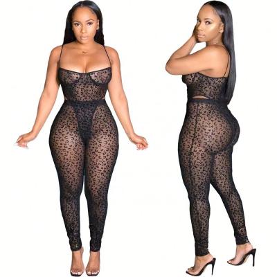 China Anti Pilling Anti Pilling Sexy Women Clothing 2 Piece Set See Through Rompers Womens Jumpsuit Pants Two Piece Sets Ladies Clubs Wear for sale