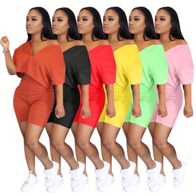 China Sustainable Sustainable Solid 2 Piece Shorts Sets Women Summer Teams Women Two Piece Sets Biker Shorts Sets Women Clothing for sale