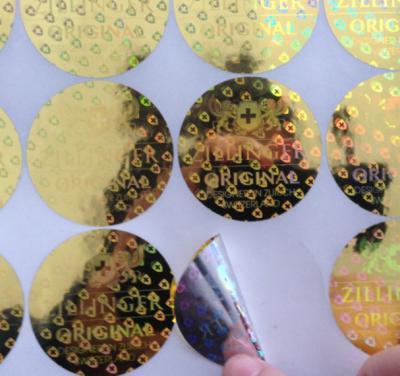 China Custom made various size 3D gold round shape anti-fake laser hologram stickers with serial number for sale