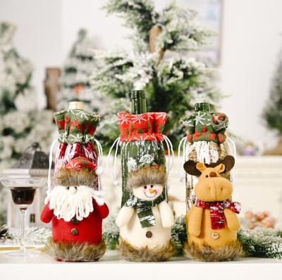 China 2020 Hot Christmas Wine Bottle Cover Christmas Party 3D Pocket Snowman Decoration Christmas Wine Bottle Cover for sale