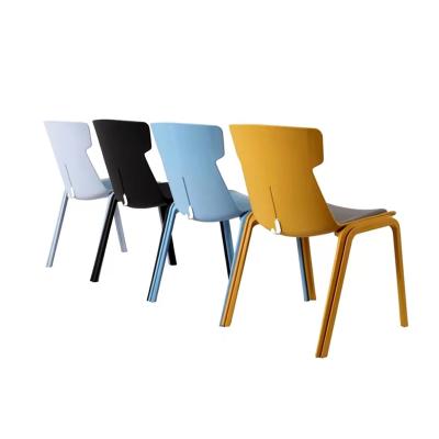 China Fashion Modern Row Solid Plastic Armless Practical Colorful Plastic Chair for sale