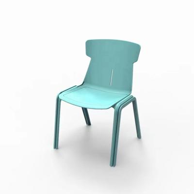 China Fashion Modern Row Solid Plastic Armless Practical Colorful Plastic Chair for sale