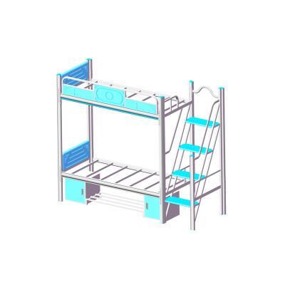 China Modern Hot Selling Style Student Dormitory Double Ladder Platform Bed With Two Under Bed Lockers for sale