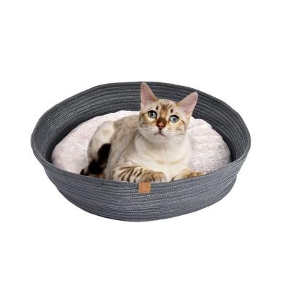 China Cooling Luxury Comfortable Custom Handmade Round Cat Basket Bed Soft Dog Bed for sale