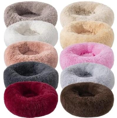 China Durable Washable Wholesale Luxury Donut Plush Dog Round Pet Cat Bed for sale