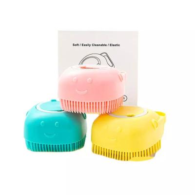 China Stocked Bathroom Puppy Dog Cat Bath Massage Brush Soft Safety Silicone Pet Accessories Large For Multifunctional 2-in-1 Brush for sale