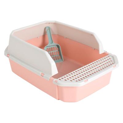 China Reusable Cat Bedpans Pet Toilet Cat pp Pet Bin Detachable Plastic Material Semi-fine Plastic Anti-splash Reusable Sand Basin for sale