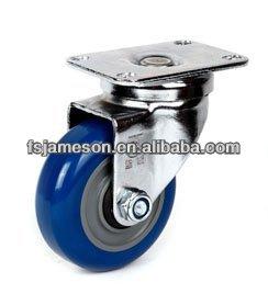 China 100mm plate metal double elastic rubber (pu/tpr) wheel caster wheel elastic rubber caster wheel top brake for sale