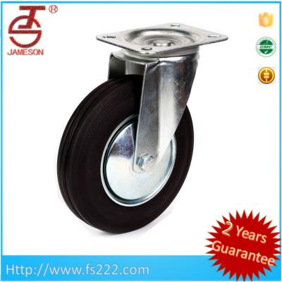 China Chemical Industry Threaded Stem Black Rubber Industrial Caster Wheel for sale