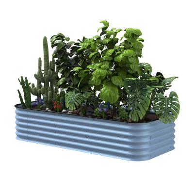 China 6.5*3.5*1.5 Ft Peacock Blue Galvanized Raised Bed Kits For Outdoor Growing Flowers for sale