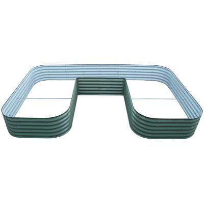 China U-Shape Dark Green Galvanized Raised Garden Beds For Vegetables 7*11.5*1.4 Ft for sale