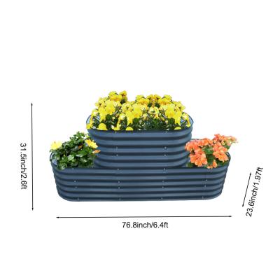 China Raised Garden Bed Kits Galvanized Raised Bed For Gardening Vegetables Flowers 6.4*2.6*2 Ft Metal Raised Planter Bed for sale