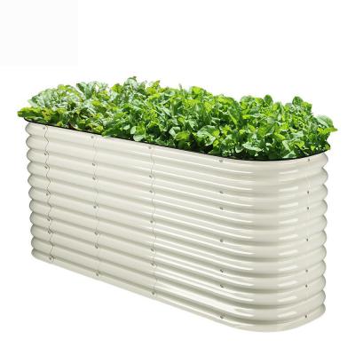 China Galvanized Metal Raised Garden Bed Planter Raised Beds 6.4*2*2.6 Ft Outdoor Metal Planter Box For Vegetables Ivory white for sale