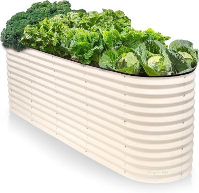 Chine 7.9x2x2.7Ft Métal Ovale Lit de jardin Galvanisé Planteurs de légumes Ivory Blanc à vendre