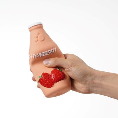 China Cute Pet Toy Chewing Teeth Dog Toy Latex Juice Bottle Dog Chew Toy Viable Cute Indestructible Strawberry Latex for sale