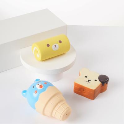 China New Design Viable Latex Dog Puppy Cake Toy Dog Latex Bear Ice Cream Ice Cream Squeaky Toy for sale