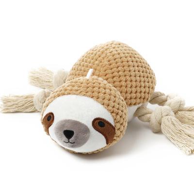 China Mewajump Sustainable Sloth Bradypod Dog Toys Squeaky Knit Plush Stuffed Chewing Bunnies Toys for sale