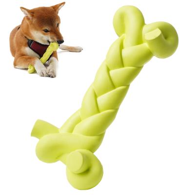 China Sustainable Multifunctional Interactive Tooth-cleaning Bone Toys Rubber Food Chewing Dispensing Dog Toy for sale