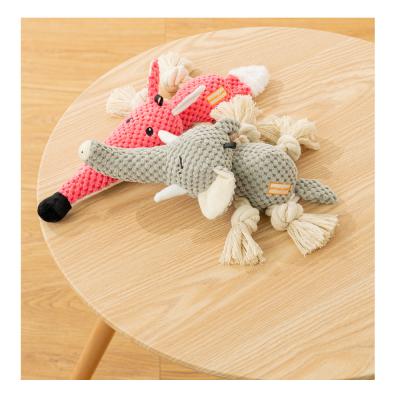 China Mewajump Viable Plush Dog Toy Squeaky Interactive Puppy Dog Toys Stuffed Fox Dog Toys for sale