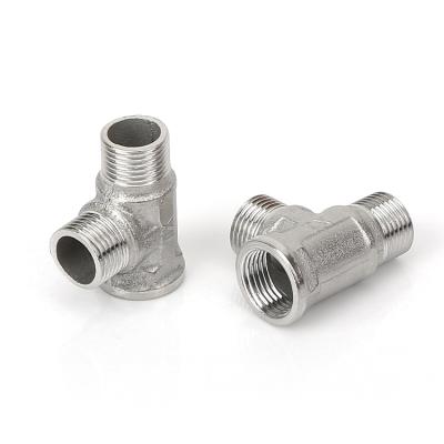 China 201 304 Stainless Steel Pipe Stainless Steel Pipe Tee Male-Female SUS Threads Water Pipe Fitting Equal Fitting for sale