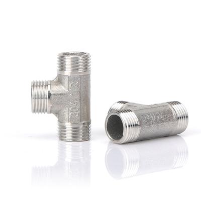 China Stainless Steel 45 Degree Female Pipe Fitting Tee 2 Side Equal Male 1 Brass for sale