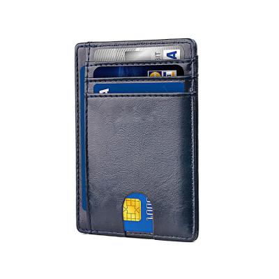 China Custom Fashion Fashion Front Pocket Slim Minimalist Men Card Holder RFID Blocking Leather Credit Card Holder for sale