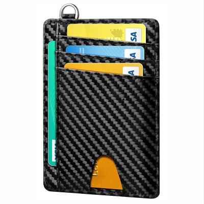 China Fashion Customized RFID Protection ID Retractable Wallet Leather Unisex Card Holder for sale