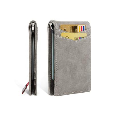 China Promotion Gift RFID Blocking Minimalist Front Pocket Real Leather Credit Card Holder Money Clip Wallets For Men for sale