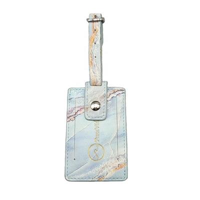 China Custom Full Digital Record Disc Printing Suitcase Tag Rectangle Real Leather Travel Luggage Tags for sale