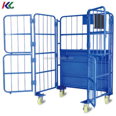 China Easy Folding Galvanized Warehouse Roll Cage Container Security Roll Cage For Transportation for sale