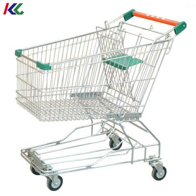 China Wholesale Unfolding Double Layers Supermarket Shopping Cart Trolley With Bag Hook for sale