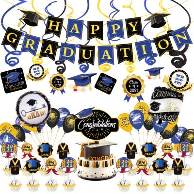 China Nicro Graduation Theme Party Decoration Set Swirl Photo Props Banner Cake Topper Balloon Graduation Party Supplies NCBP0063 for sale