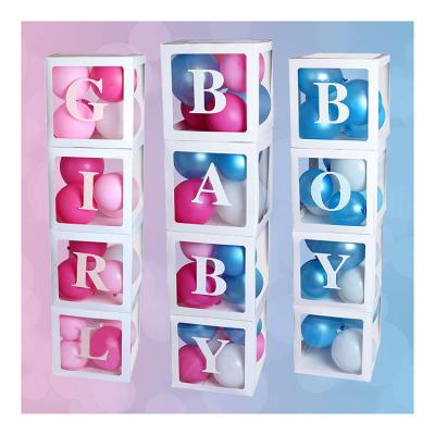 China Eco-friendly Materials Transparent Nicro Balloon Box for Baby Shower Decorations for Boy and Girl with BABY LOVE Letters Party Birthday Decoration for sale