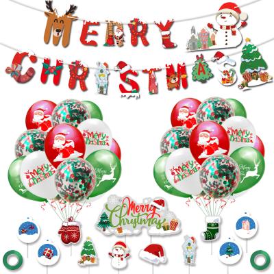 China Home Decor Artificial Stand Ornament Merry Christmas Balloons Banners Party Nicro Christmas Party Set for sale