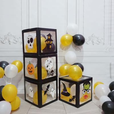 China Eco-friendly Materials Nicro Halloween Decorations Party Boxes Transparent Cheap Halloween Clear Gift Box Balloon Decorations for sale