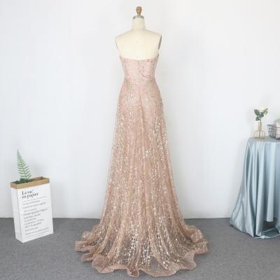 China Breathable Luxury Women Sparkle Strapless Evening Dresses With Sequined Prom Dress for sale