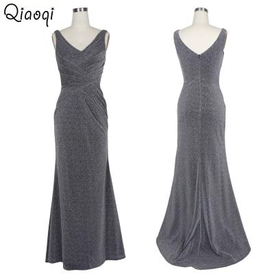 China Anti-wrinkle women gray dress evening wear vestidos de noche vestido de fiesta formal elegantes for sale