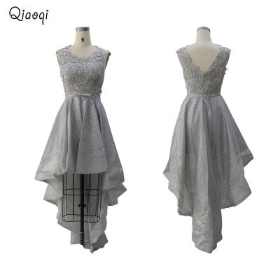 China Breathable Sleeveless Gray Western Dress For Women Female Long Tail Short Front Party Dresses Midi vestidos cortos de fiesta for sale