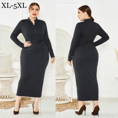 China Hot Selling Viable Autumn Maxi Plus Size Long Dresses Solid Color Women's Low Sweater Knit Skirt for sale