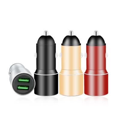 China Mobile Phone Cigarette Lighter QC3.0 3.1A 2 USB Car Charger Adapter Left Fast Charging 2 Charger For Mobile Phone for sale